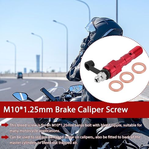 Banjo Bolt ، Universal M10x1.25mm mylinder brake player scliper scliper screw banjo blood blade nipple مع استبدال غطاء الغبار للدراجة النارية (أحمر) in Kuwait