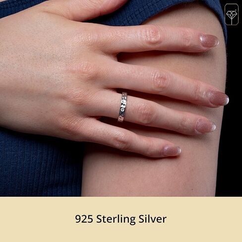 Max + Stone 925 Sterling Silver Rings with Lab Grown Diamond Stone | الحجم 7 خاتم الفضة للنساء والرجال | عصابات فضية مضادة للشفقة in Kuwait