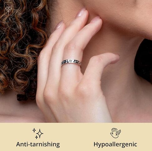 Max + Stone 925 Sterling Silver Rings with Lab Grown Diamond Stone | الحجم 7 خاتم الفضة للنساء والرجال | عصابات فضية مضادة للشفقة in Kuwait