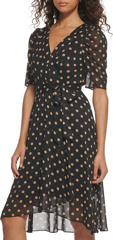 Tommy Hilfiger Women's V Neck Faux Wrap Midi Dress in Saudi Arabia