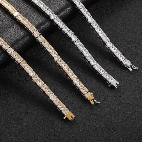 14 كيلو الذهب الهيب هوب 6 ملم شكل مختلط Moissanite سلسلة الرجال الرجال ، جريئة وعصرية ، مثالية لرجال الرجال in Saudi Arabia
