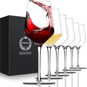 Square Wine Glasses Set of 6, Hand Blown Crystal Red Wine or White Wine Glass 11.4Oz - Hand Crafted by Artisans - Gifts for Women, Men, Wedding, Anniversary, Christmas, Birthday in Saudi Arabia