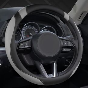 West Llama Nappa Leather Car Steering Wheel Cover Gel Massage,Cool in Summer,Universal 15 inch(Black-Standard Size) in Kuwait