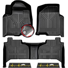 Anti-Slip 3D Truck Floor Mats 3Pcs Custom Fit 2015-2024 Ford F-150/ F150 Lightning SuperCrew Cab | All-Weather Rubber Car Floor Liners | Automotive Carpet for Winter, Ski, Hunting, Camping in Kuwait