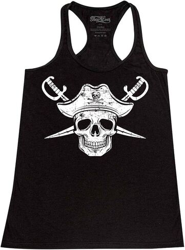 Shop4ever® White Pirate Captain Captain مع Scimitars Women's Racerback Tank Top Slim Fit in Saudi Arabia