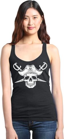 Shop4ever® White Pirate Captain Captain مع Scimitars Women's Racerback Tank Top Slim Fit in Saudi Arabia
