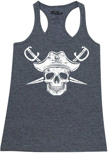 Shop4ever® White Pirate Captain Captain مع Scimitars Women's Racerback Tank Top Slim Fit in Kuwait