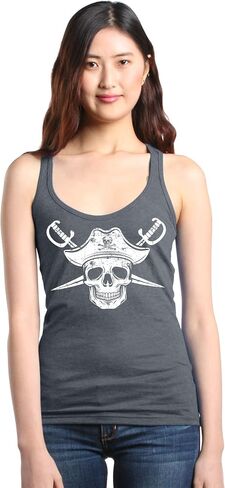 Shop4ever® White Pirate Captain Captain مع Scimitars Women's Racerback Tank Top Slim Fit in Kuwait
