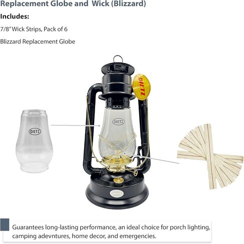 Light of Mine - مجموعة استبدال فانوس الزيت Dietz #2500 Jupiter/#90 D-Lite بما في ذلك الكرة الأرضية والموقد وشرائط فتيل 7/8 بوصة من القطن (Jupiter/D-Lite) in Kuwait