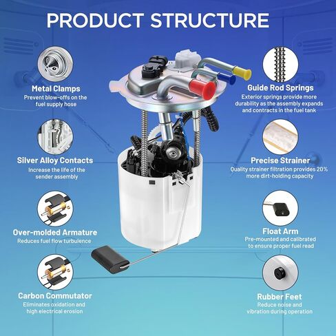 مجموعة مضخة الوقود الكهربائية E4042M متوافقة مع شيفروليه وجي إم سي، سيلفرادو 2500 3500 HD، سييرا 2500 3500 HD، 2011-2016 V8 6.0L، يستبدل FG1746، 13577632، 13581920 in Kuwait
