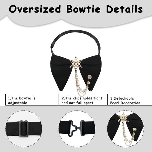 Oversized Bow Ties for Men, Adjustable Bow Tie Pre-tied Bowties Pearl Decoration Bowtie for Tuxedo Wedding Party Prom in Saudi Arabia