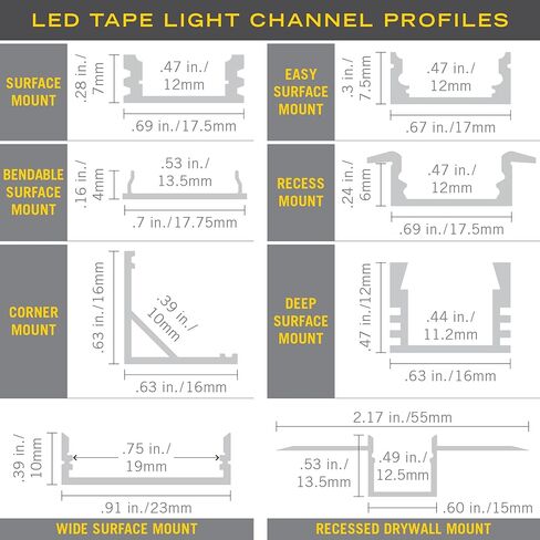 أرماكوست الإضاءة 960005 حزم الملحقات لقنوات تركيب ضوء الشريط LED، أسود in Kuwait