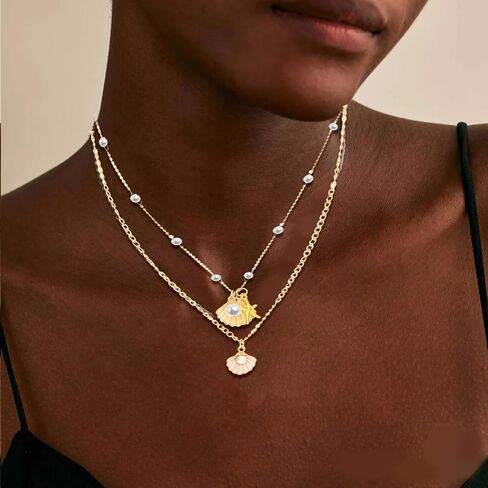 NEWITIN 49 Pieces Gold Jewelry Set for Women Boho Beach Jewelry Set Summer Ocean Seashell Starfish Necklaces Bracelets Toe Rings Earrings for Women in Saudi Arabia