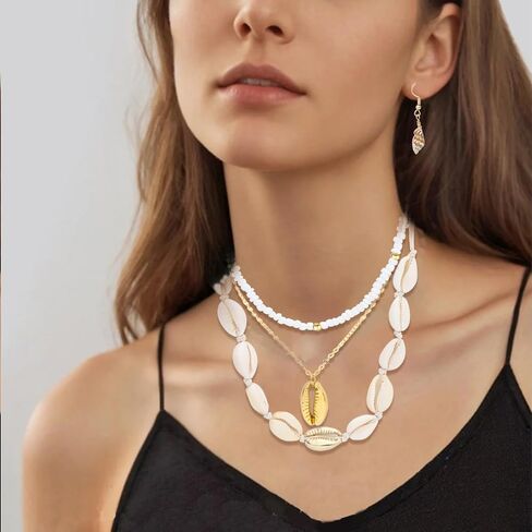 NEWITIN 49 Pieces Gold Jewelry Set for Women Boho Beach Jewelry Set Summer Ocean Seashell Starfish Necklaces Bracelets Toe Rings Earrings for Women in Saudi Arabia