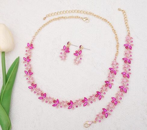 Elegant Butterfly Crystal Wedding Jewelry Sets for Women Brides Bridal Choker Necklace Earrings Bracelet Prom Formal Costume Accessories in Kuwait
