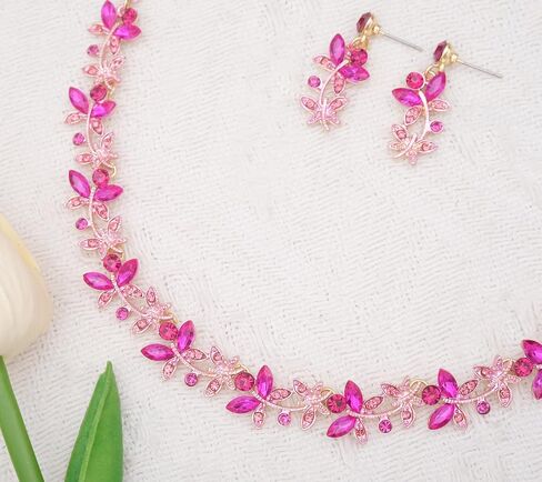 Elegant Butterfly Crystal Wedding Jewelry Sets for Women Brides Bridal Choker Necklace Earrings Bracelet Prom Formal Costume Accessories in Kuwait