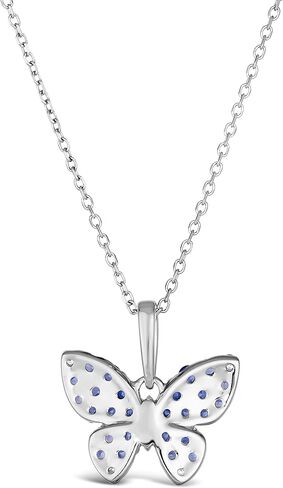 Le Vian White و Blue الياقوت الفراغية الأقراط وقلادة قلادة للنساء أنا 14K المجوهرات الذهب الأبيض مجموعة دفع الأزرار أنا 18 بوصة قلادة طويلة السلسلة in Saudi Arabia