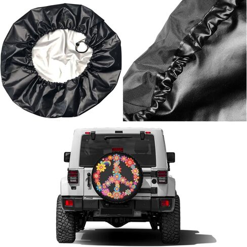 Colorful Peace Flower Spare Tire Cover Waterproof Dust-Proof UV Sun Wheel Tire Cover Fit for Jeep,Trailer, RV, SUV and Many Vehicle 16 Inch in Saudi Arabia