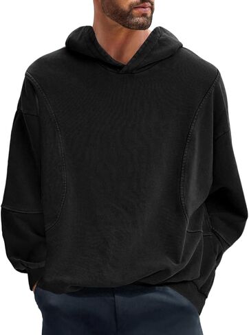 Men’s Long Sleeve Lightweight Sweatshirts Oversized Fit Pullover Hoodies in Kuwait