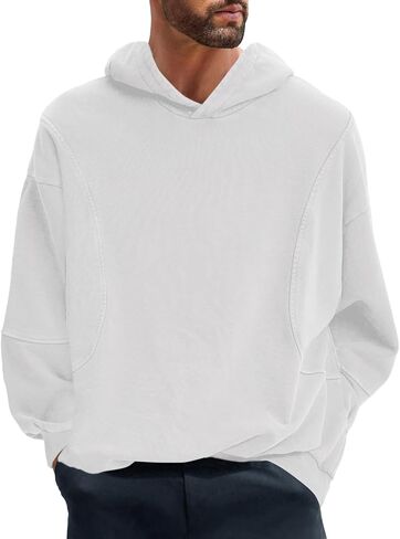 Men’s Long Sleeve Lightweight Sweatshirts Oversized Fit Pullover Hoodies in Kuwait