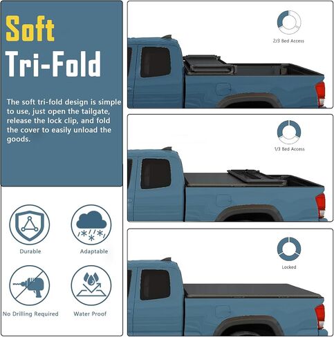 Perfit Liner Soft Tri-Fold Bed Bed Tonneau Cover مقابل 5.8 قدم 2004-2007 Chevy Silverado GMC Sierra 1500 (2007 Classic Only) in Kuwait