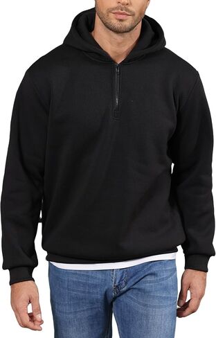 JIHUILAI Men's Quarter Zip Pullover Hoodies Long Sleeve Drop Shoulder Hoodie Casual Fashion Sweatshirt Solid Color Hooded in Saudi Arabia