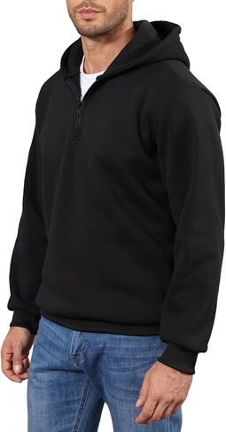 JIHUILAI Men's Quarter Zip Pullover Hoodies Long Sleeve Drop Shoulder Hoodie Casual Fashion Sweatshirt Solid Color Hooded in Saudi Arabia