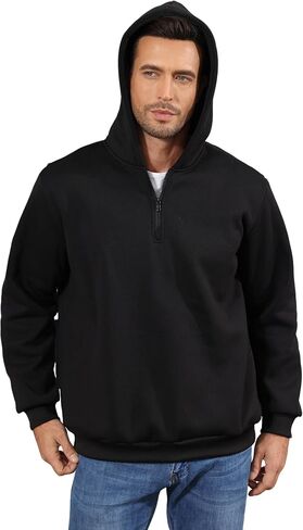 JIHUILAI Men's Quarter Zip Pullover Hoodies Long Sleeve Drop Shoulder Hoodie Casual Fashion Sweatshirt Solid Color Hooded in Saudi Arabia