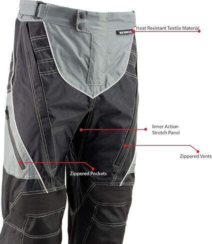 Milwaukee Leather MPM5730 Men Black and Gray Tri -Tri -Tri -Tex Fabric Motorcycle Rider Pants W/CE Protection - 34 in Saudi Arabia