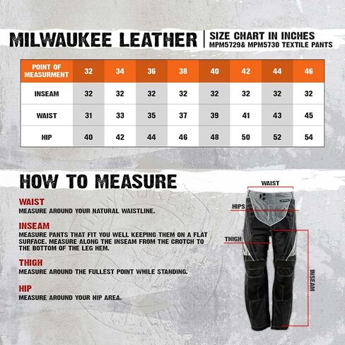 Milwaukee Leather MPM5730 Men Black and Gray Tri -Tri -Tri -Tex Fabric Motorcycle Rider Pants W/CE Protection - 34 in Saudi Arabia