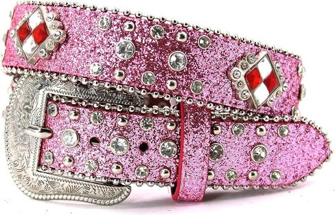 Kids Belt Western Fit Buckle Stun Shine Bling Flash Great Texas Cowboy Cowgirl in Kuwait