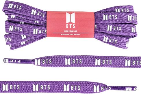 K-Pop BTS Shoelaces Merch 8mm Flat Laces (120cm) for Sneakers, Boots & Streetwear, Festa Edition | Purple Polyester Shoelace for Kpop Fans & ARMYs | BTS Merch Borahae Bangtan Laces in Saudi Arabia