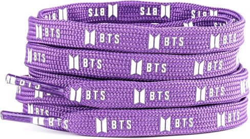K-Pop BTS Shoelaces Merch 8mm Flat Laces (120cm) for Sneakers, Boots & Streetwear, Festa Edition | Purple Polyester Shoelace for Kpop Fans & ARMYs | BTS Merch Borahae Bangtan Laces in Saudi Arabia