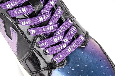 K-Pop BTS Shoelaces Merch 8mm Flat Laces (120cm) for Sneakers, Boots & Streetwear, Festa Edition | Purple Polyester Shoelace for Kpop Fans & ARMYs | BTS Merch Borahae Bangtan Laces in Saudi Arabia