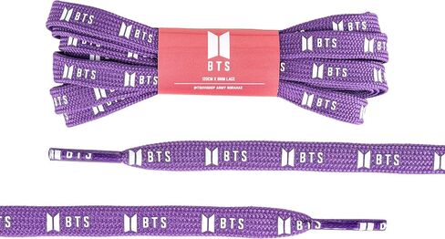 K-Pop BTS Shoelaces Merch 8mm Flat Laces (120cm) for Sneakers, Boots & Streetwear, Festa Edition | Purple Polyester Shoelace for Kpop Fans & ARMYs | BTS Merch Borahae Bangtan Laces in Saudi Arabia