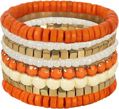 8Pcs Bohemian Beads Bracelets Set Colorful Cube Multi Strand Stretch Stackable Bangle Y2K Bracelet Set in Kuwait