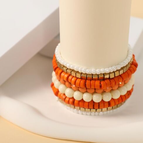8Pcs Bohemian Beads Bracelets Set Colorful Cube Multi Strand Stretch Stackable Bangle Y2K Bracelet Set in Kuwait