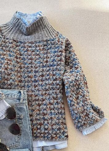 Sweaters for Women Floral Mock Neck Loose Long Sleeve Cable Knit Pullover 2025 Fall Winter Fashion Outfits in Saudi Arabia