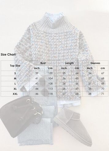 Sweaters for Women Floral Mock Neck Loose Long Sleeve Cable Knit Pullover 2025 Fall Winter Fashion Outfits in Saudi Arabia