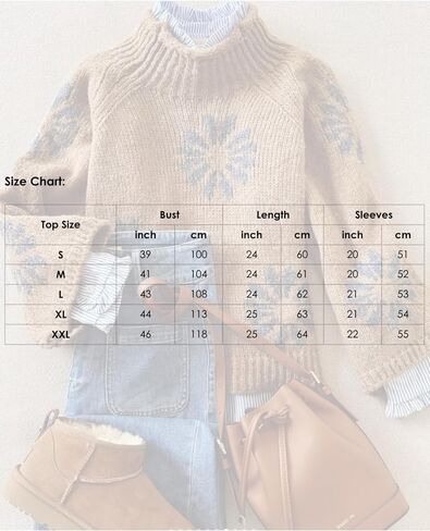 Sweaters for Women Floral Mock Neck Loose Long Sleeve Cable Knit Pullover 2025 Fall Winter Fashion Outfits in Saudi Arabia