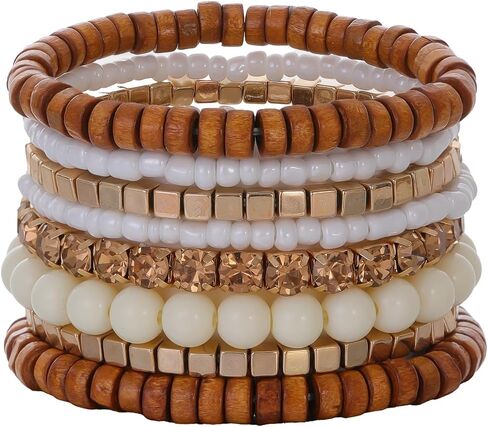 8Pcs Bohemian Beads Bracelets Set Colorful Cube Multi Strand Stretch Stackable Bangle Y2K Bracelet Set in Kuwait