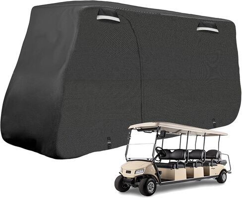 SAPUBK 4 Seat Golf Cart Cover Replace for Chrysler/Polaris GEM E4 Neighborhood Electric Vehicle with Side Zipper Door for Outdoor Rain Snow Dust Protection in Kuwait