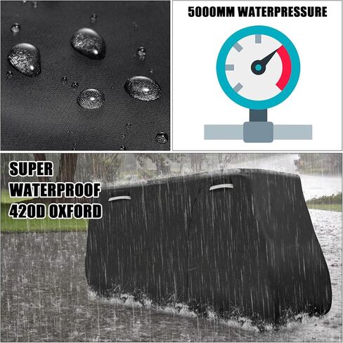 SAPUBK 4 Seat Golf Cart Cover Replace for Chrysler/Polaris GEM E4 Neighborhood Electric Vehicle with Side Zipper Door for Outdoor Rain Snow Dust Protection in Kuwait