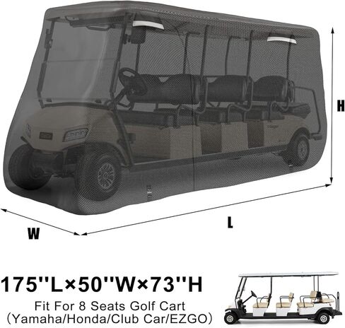 SAPUBK 4 Seat Golf Cart Cover Replace for Chrysler/Polaris GEM E4 Neighborhood Electric Vehicle with Side Zipper Door for Outdoor Rain Snow Dust Protection in Kuwait