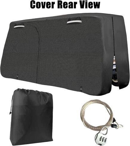 SAPUBK 4 Seat Golf Cart Cover Replace for Chrysler/Polaris GEM E4 Neighborhood Electric Vehicle with Side Zipper Door for Outdoor Rain Snow Dust Protection in Kuwait