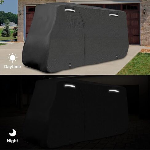SAPUBK 4 Seat Golf Cart Cover Replace for Chrysler/Polaris GEM E4 Neighborhood Electric Vehicle with Side Zipper Door for Outdoor Rain Snow Dust Protection in Kuwait
