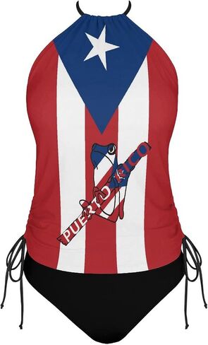 Women's Jamaican Flag Halter Tankinis Top Sets Casual Tummy Control Bathing Suit in Saudi Arabia