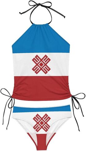 Women's Jamaican Flag Halter Tankinis Top Sets Casual Tummy Control Bathing Suit in Saudi Arabia