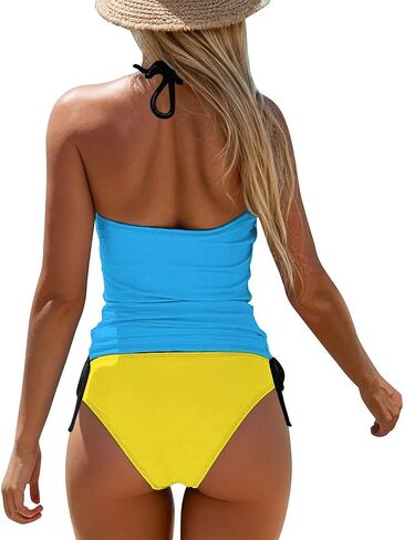 Women's Jamaican Flag Halter Tankinis Top Sets Casual Tummy Control Bathing Suit in Saudi Arabia