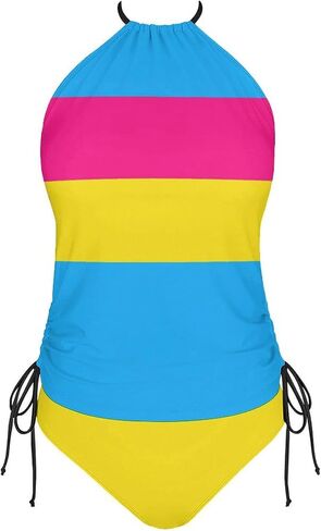 Women's Jamaican Flag Halter Tankinis Top Sets Casual Tummy Control Bathing Suit in Saudi Arabia